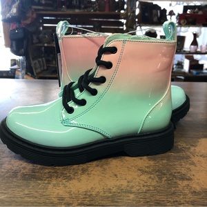 Girls' Zoe Rainbow Print Zipper Lace-Up Combat Boots - art class Gradient 2